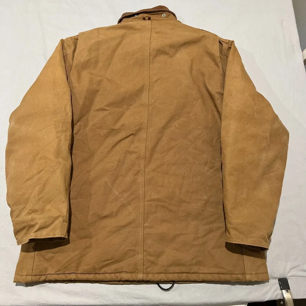 Carhartt Mens Brown C03 Duck Canvas Quilt Lined Workwear Coat Jacket 50 Tall